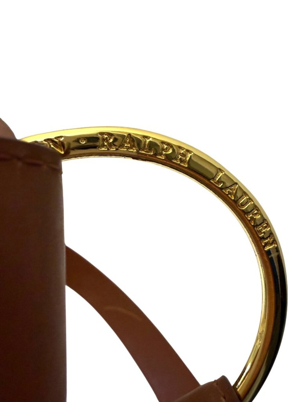 Lauren Ralph Lauren Women's Leather Belt Sz 10 Brown O-Ring Gold Tone Buckle - Picture 3 of 8